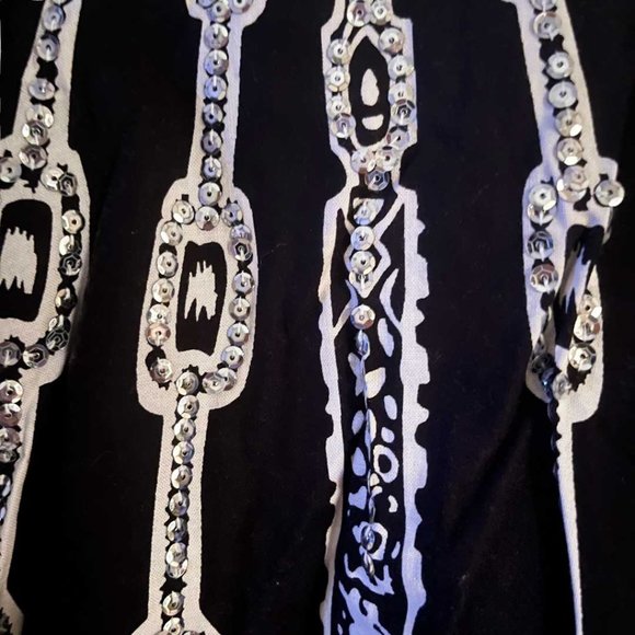 Carole Little Black White Sequin Embellished Full Circle Skirt - Picture 4 of 6